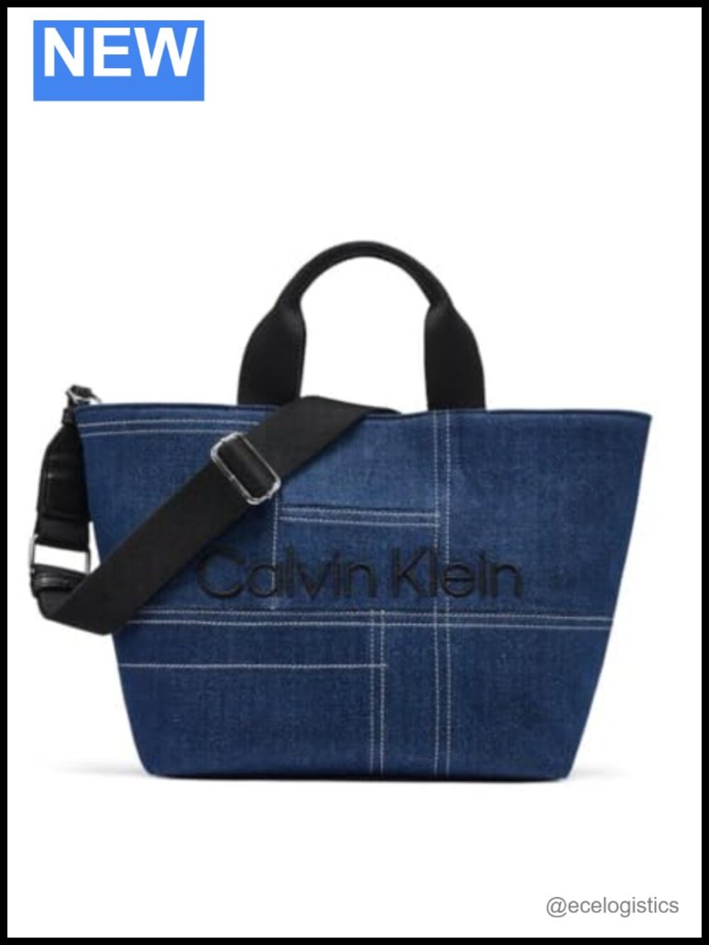 Denim Patchwork Crossbody Bag with Snap Closure, Adjustable Strap